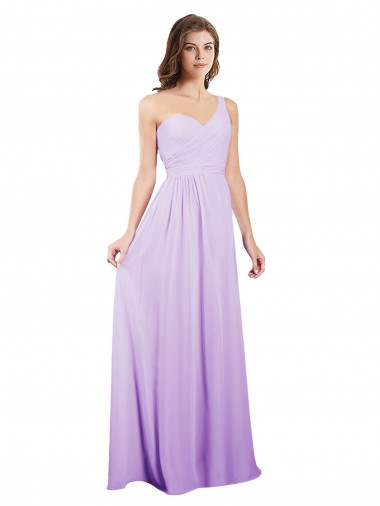 Comprar Lila línea A Un Hombre Gasa Largo Vestidos de dama de honor