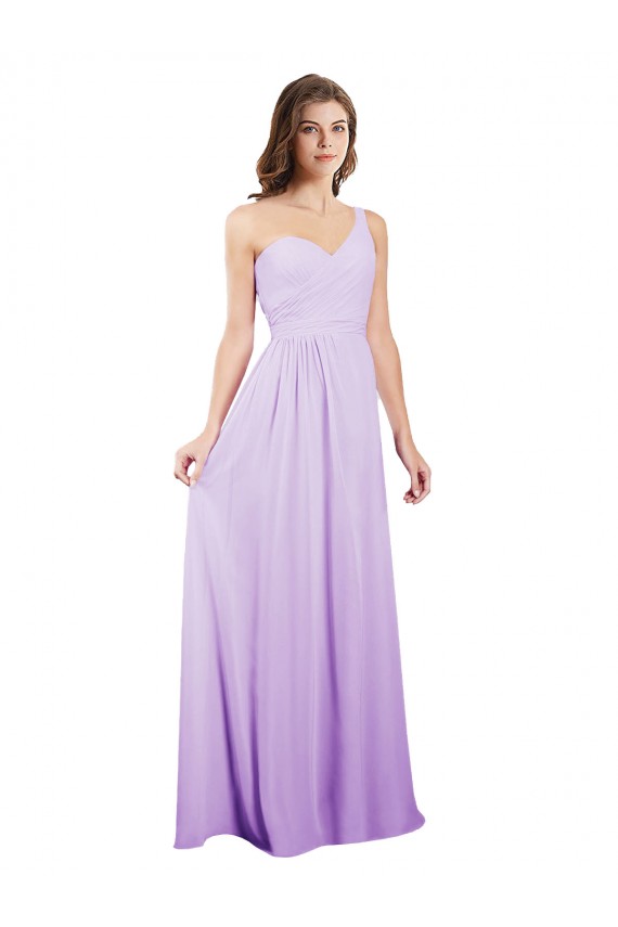 Comprar Lila línea A Un Hombre Gasa Largo Vestidos de dama de honor