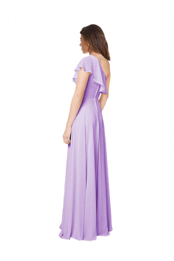 Comprar Lila línea A Un Hombre Gasa Largo Vestidos de dama de honor