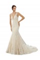 Comprar Marfil & Champán Sirena Cuello en V Cola capilla Encaje Vestidos de novia