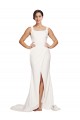 Comprar Marfil Cubierta Cuadrado Barrer tren Crepé Elástico Largo Vestidos de dama de honor / Vestidos de fiesta