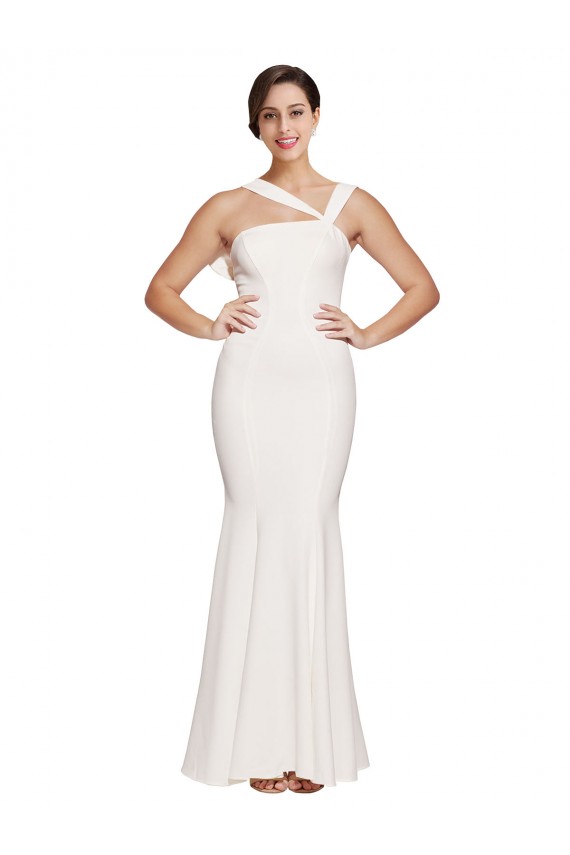 Comprar Marfil Cubierta Cuadrado Crepé Elástico Largo Formales Vestidos de dama de honor / Vestidos de fiesta
