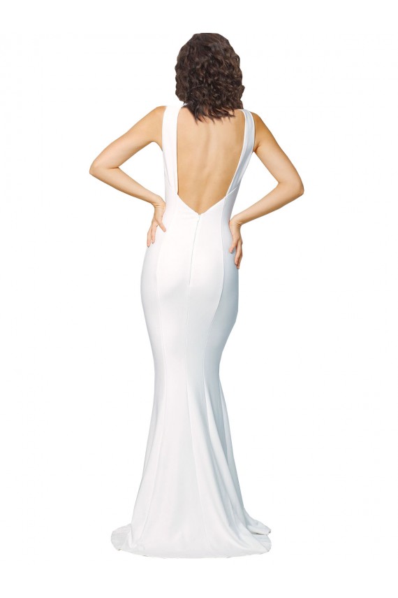 Comprar Marfil Cubierta Cuello Alto Crepé Elástico Largo Formales Vestidos de dama de honor / Vestidos de fiesta