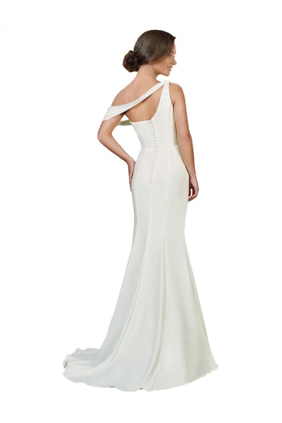 Comprar Marfil Cubierta Un Hombre Barrer tren Crepé Elástico Largo Formales Vestidos de dama de honor / Vestidos de fiesta