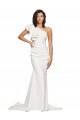 Comprar Marfil Cubierta Un Hombre Barrer tren Crepé Elástico Largo Vestidos de dama de honor / Vestidos de fiesta