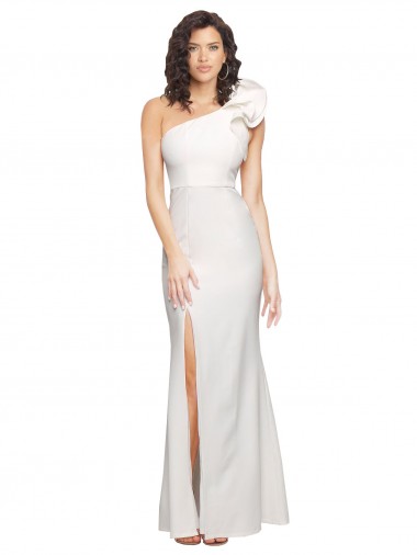 Comprar Marfil Cubierta Un Hombre Crepé Elástico Largo Formales Vestidos de dama de honor / Vestidos de fiesta