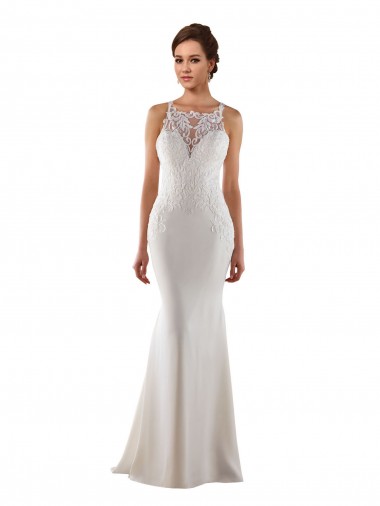 Comprar Marfil Sirena Cuello de Corazón Barrer tren Encaje Crepé Elástico Vestidos de novia