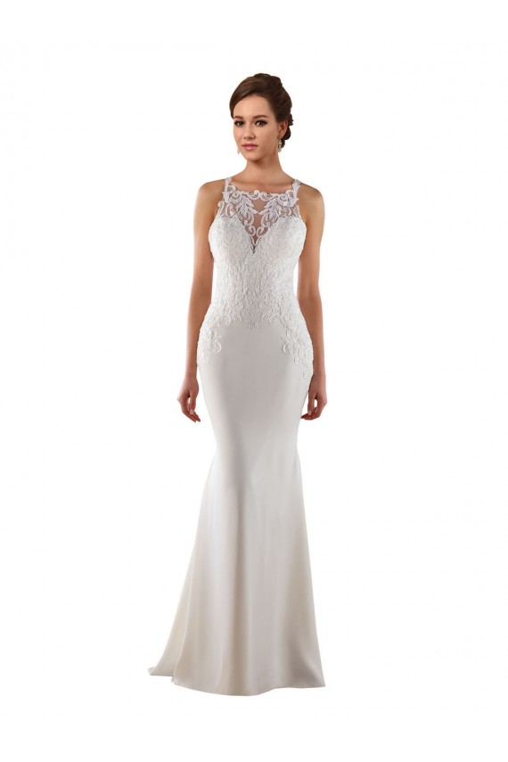 Comprar Marfil Sirena Cuello de Corazón Barrer tren Encaje Crepé Elástico Vestidos de novia