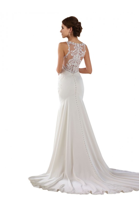Comprar Marfil Sirena Cuello de Corazón Barrer tren Encaje Crepé Elástico Vestidos de novia