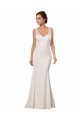 Comprar Marfil Sirena Cuello en V Cola capilla Encaje Crepé Elástico Vestidos de novia