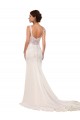Comprar Marfil Sirena Cuello en V Cola capilla Encaje Crepé Elástico Vestidos de novia