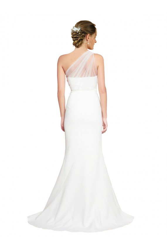Comprar Marfil Sirena Un Hombre Barrer tren Crepé Elástico Tul Largo Formales Vestidos de dama de honor / Vestidos de noche