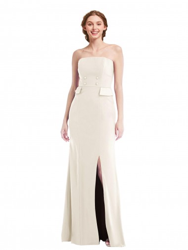 Comprar Marfil Trompeta Sin tirantes Crepé Elástico Largo Vestidos de dama de honor / Vestidos de fiesta