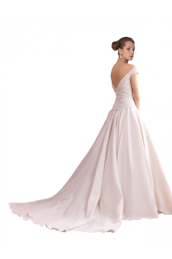 Comprar Marfil línea A Hombros Descubiertos Cola capilla Satén Vestidos de novia
