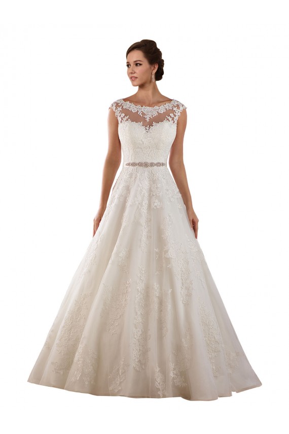 Comprar Marfil línea A Ilusión Cola capilla Tul Encaje Clásico Vestidos de novia
