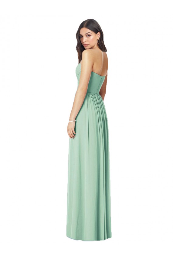 Comprar Menta Verde Trompeta Cuello de Corazón Sin tirantes Gasa Largo Vestidos de dama de honor
