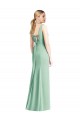 Comprar Menta Verde Trompeta Cuello en V Gasa Largo Vestidos de dama de honor