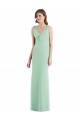 Comprar Menta Verde Trompeta Cuello en V Gasa Largo Vestidos de dama de honor