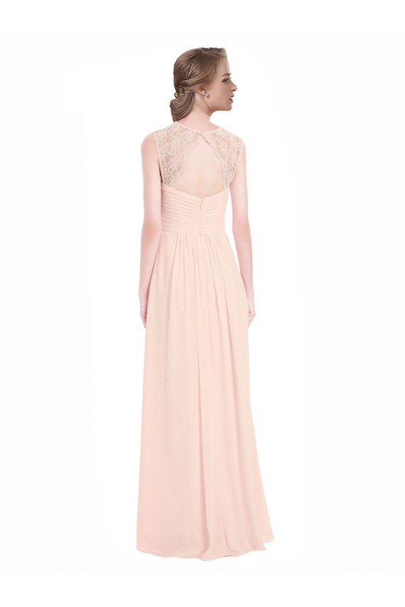 Comprar Menta Verde línea A Cuello de Corazón Gasa Encaje Largo Vestidos de dama de honor
