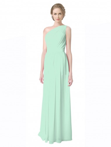 Comprar Menta Verde línea A Un Hombre Gasa Largo Vestidos de dama de honor