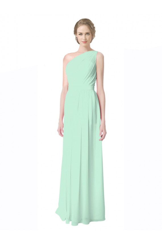 Comprar Menta Verde línea A Un Hombre Gasa Largo Vestidos de dama de honor