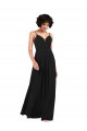 Comprar Negro Columna Cuello en V Gasa Largo Formales Vestidos de dama de honor / Vestidos de noche