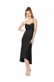 Comprar Negro Cubierta Midi Satén sedoso Corto Asimétrico Formales Vestidos de dama de honor / Vestidos de fiesta / Vestidos de cóctel