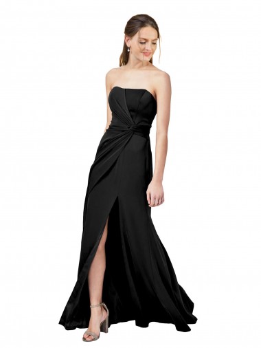 Comprar Negro Cubierta Sin tirantes Crepé Elástico Largo Formales Vestidos de dama de honor / Vestidos de fiesta