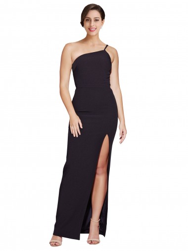 Comprar Negro Cubierta Un Hombre Sin tirantes Crepé Elástico Largo Formales Vestidos de dama de honor / Vestidos de fiesta