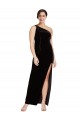 Comprar Negro Cubierta Un Hombre Terciopelo Elástico Largo Formales Vestidos de dama de honor / Vestidos de fiesta