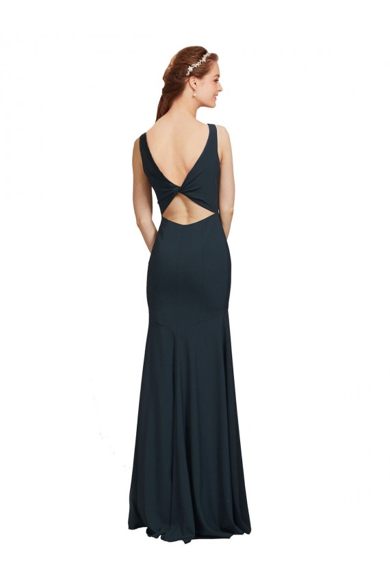 Comprar Negro Sirena Barco Crepé Elástico Largo Vestidos de dama de honor / Vestidos de fiesta
