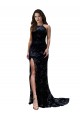 Comprar Negro Sirena Cuello Alto Encaje Largo Formales Vestidos de dama de honor / Vestidos de fiesta