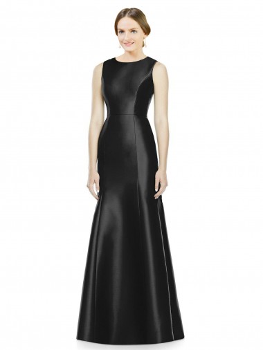 Comprar Negro Sirena Cuello Alto Satén Largo Vestidos de dama de honor