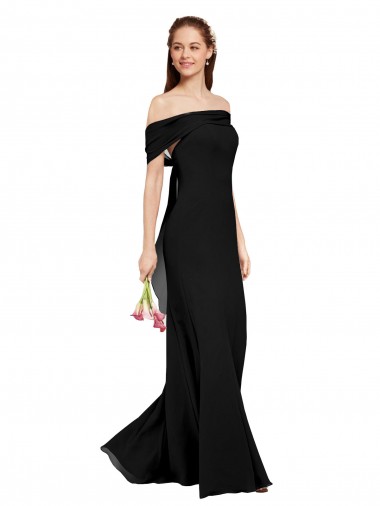 Comprar Negro Sirena Hombros Descubiertos Gasa Largo Vestidos de dama de honor / Vestidos de fiesta