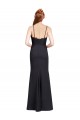 Comprar Negro Sirena Tirantes espagueti Cuello en V Crepé Elástico Largo Vestidos de dama de honor / Vestidos de fiesta