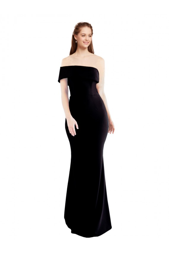 Comprar Negro Sirena Un Hombre Crepé Elástico Largo Formales Vestidos de dama de honor / Vestidos de fiesta