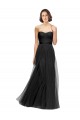 Comprar Negro línea A Cuello de Corazón Tul Largo Vestidos de dama de honor