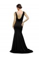 Comprar Negro línea A Cuello en V Barrer tren Satén sedoso Largo Formales Vestidos de dama de honor / Vestidos de fiesta