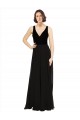 Comprar Negro línea A Cuello en V Gasa Terciopelo Largo Vestidos de dama de honor / Vestidos de fiesta