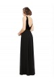 Comprar Negro línea A Cuello en V Gasa Terciopelo Largo Vestidos de dama de honor / Vestidos de fiesta