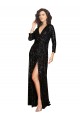 Comprar Negro línea A Cuello en V Lentejuela Largo Formales Vestidos de dama de honor / Vestidos de fiesta
