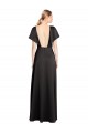 Comprar Negro línea A Cuello en V Satén elástico Largo Formales Vestidos de dama de honor / Vestidos de fiesta
