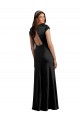 Comprar Negro línea A Cuello en V Satén elástico Largo Formales Vestidos de dama de honor / Vestidos de fiesta