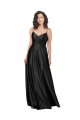 Comprar Negro línea A Cuello en V Satén sedoso Largo Formales Vestidos de dama de honor / Vestidos de fiesta