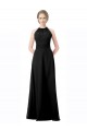 Comprar Negro línea A Halter Cuello de Corazón Gasa Largo Vestidos de dama de honor