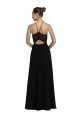 Comprar Negro línea A Halter Gasa Encaje Largo Vestidos de dama de honor