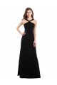 Comprar Negro línea A Halter Gasa Largo Vestidos de dama de honor