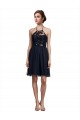Comprar Negro línea A Halter Tul Corto Vestidos de dama de honor