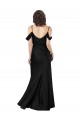 Comprar Negro línea A Hombros Descubiertos Satén sedoso Largo Formales Vestidos de dama de honor / Vestidos de fiesta