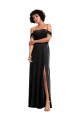 Comprar Negro línea A Hombros Descubiertos Sin tirantes Terciopelo Elástico Largo Formales Vestidos de dama de honor / Vestidos de fiesta